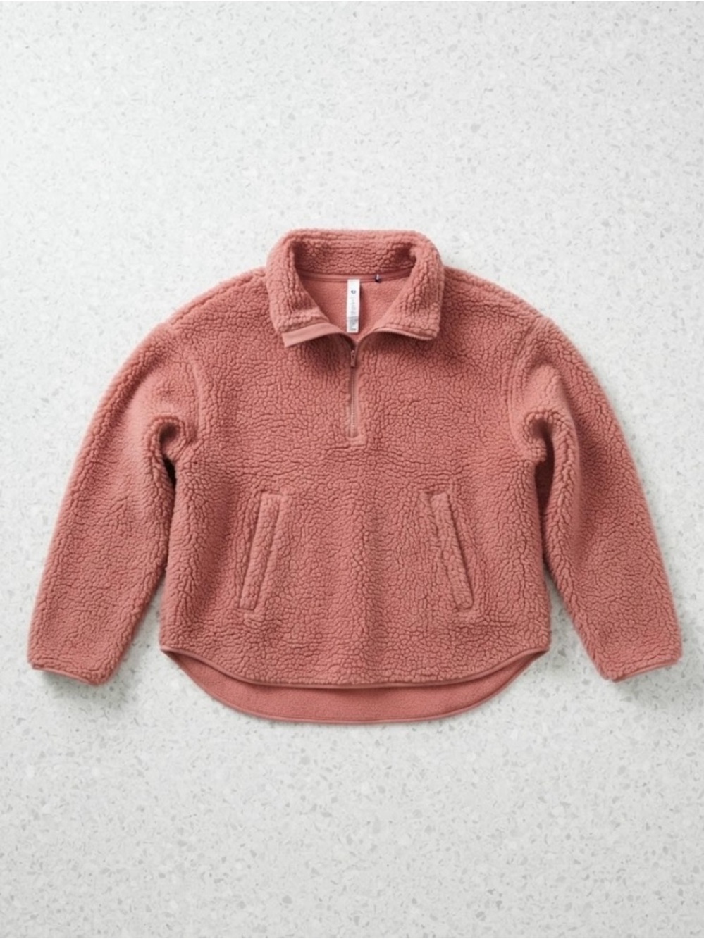 Women Medium Cozy Quarter-Zip Sherpa Pullover Jacket - Rose